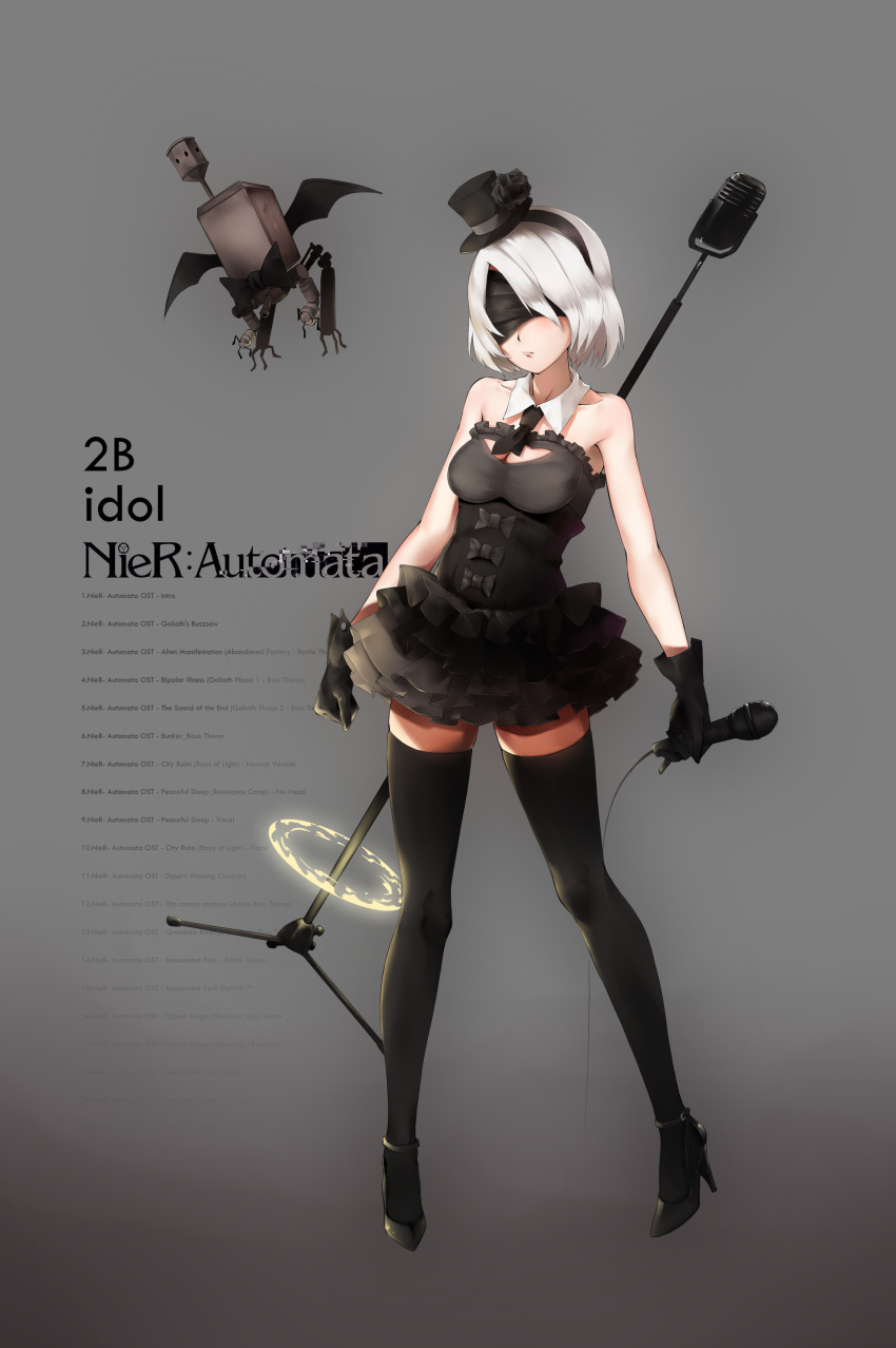 absurdres, arms_at_sides, bangs, bare_arms, bare_shoulders, black_bow, black_bowtie, black_gloves
