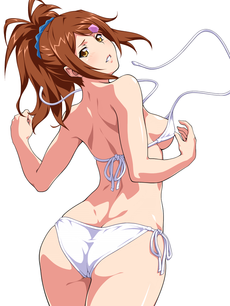 1girl, ass, bachou_mouki, bare_arms, bare_shoulders, bikini, blush, breasts