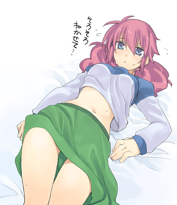 blue_eyes, feldt_grace, gundam, gundam_00, midriff, pink_hair, shigehiro, shigehiro_(artist)