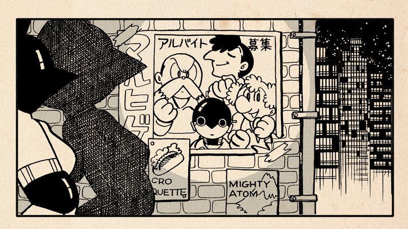 1koma, 4boys, a106, android, atom:_the_beginning, atom_(tetsuwan_atom), bald, ban_kensaku, clenched_hand, comic, end_card, facial_hair, fake_scan, korokkepan, male_focus, multiple_boys, mustache, ochanomizu_hiroshi, official_art, official_style, out_of_frame, poster, robot, tenma_umatarou, tetsuwan_atom, tsunogai, walking