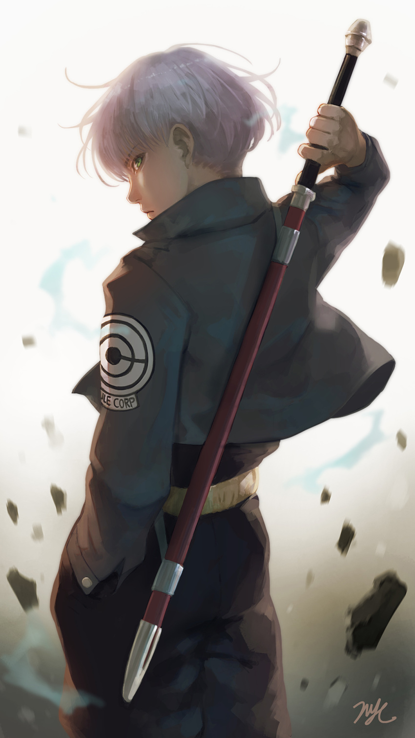 1boy, 21yc_(september_breeze), dragon_ball, dragon_ball_z, dragonball_z, green_eyes, highres, holding