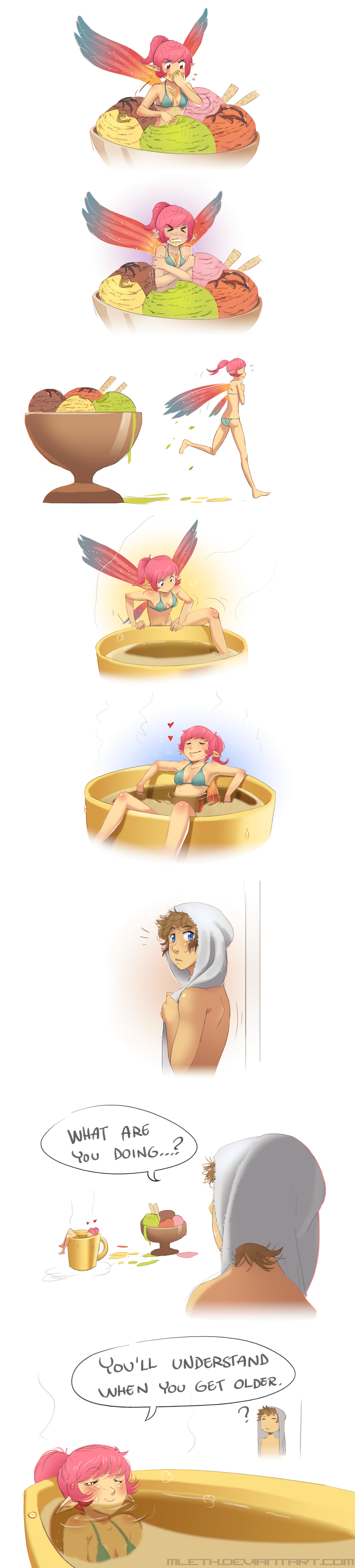 >_<, 1girl, ?, absurdres, artist_self-insert, bathing, bikini, breasts