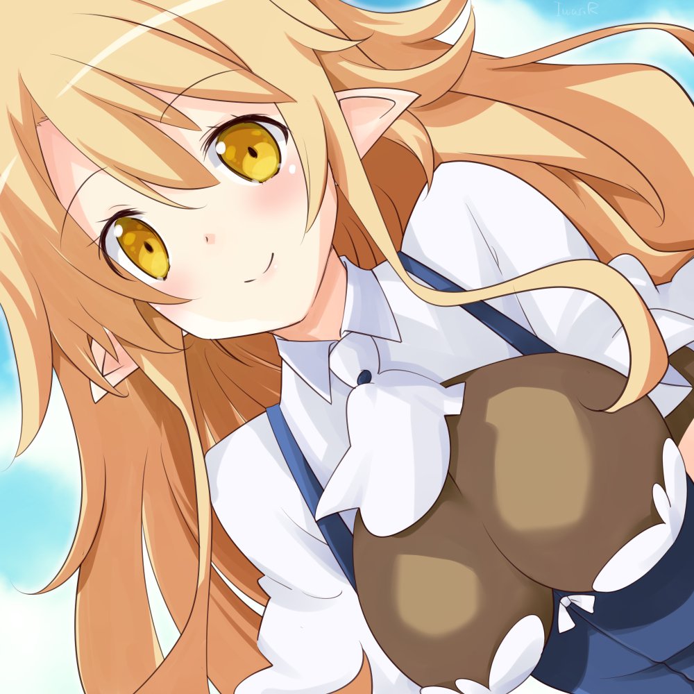 1girl, blonde_hair, breasts, close-up, closed_mouth, disgaea, iwasi-r, large_breasts