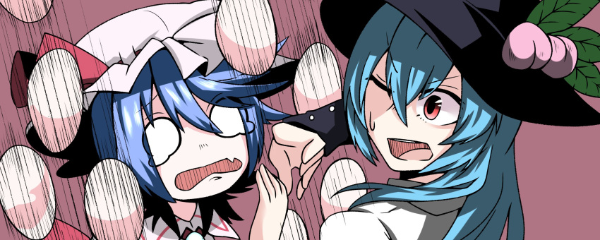 2girls, blocking, blue_hair, close-up, collared_shirt, commentary, crying, crying_with_eyes_open