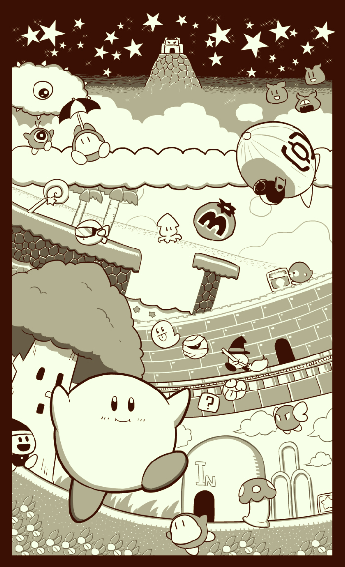 6+boys, 90s, ?_block, adventures_of_lolo, aircraft, black_hat, blimp, blush