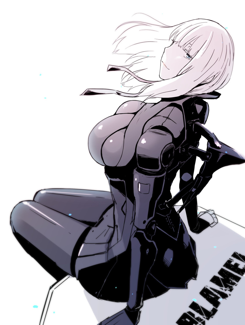 1girl, bangs, blame!, blue_eyes, blunt_bangs, bodysuit, breasts, cibo