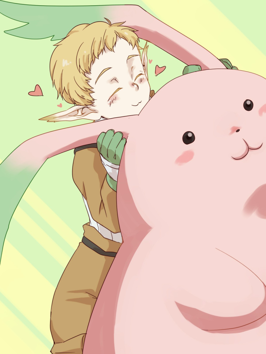 1boy, blonde_hair, blush, gloves, heart, highres, male_focus, noel_chandler