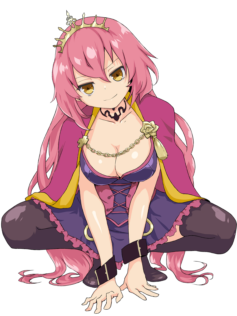 1girl, black_legwear, breasts, cleavage, highres, large_breasts, long_hair, looking_at_viewer