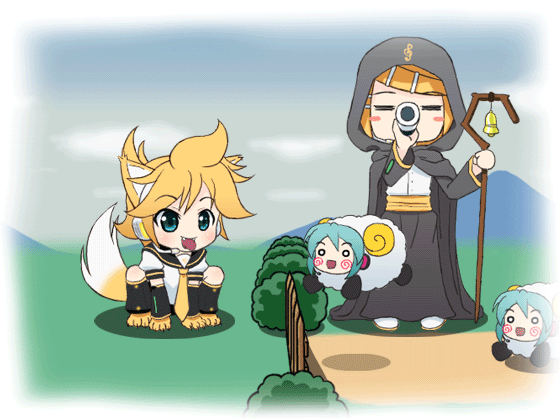 animated, animated_gif, bell, chibi, dog, dog_ears, dual_persona, fangs