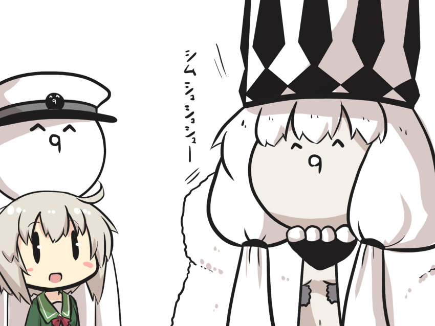 ^q^, admiral_(kantai_collection), blonde_hair, blush_stickers, boom-kun, chibi, cloak, comic