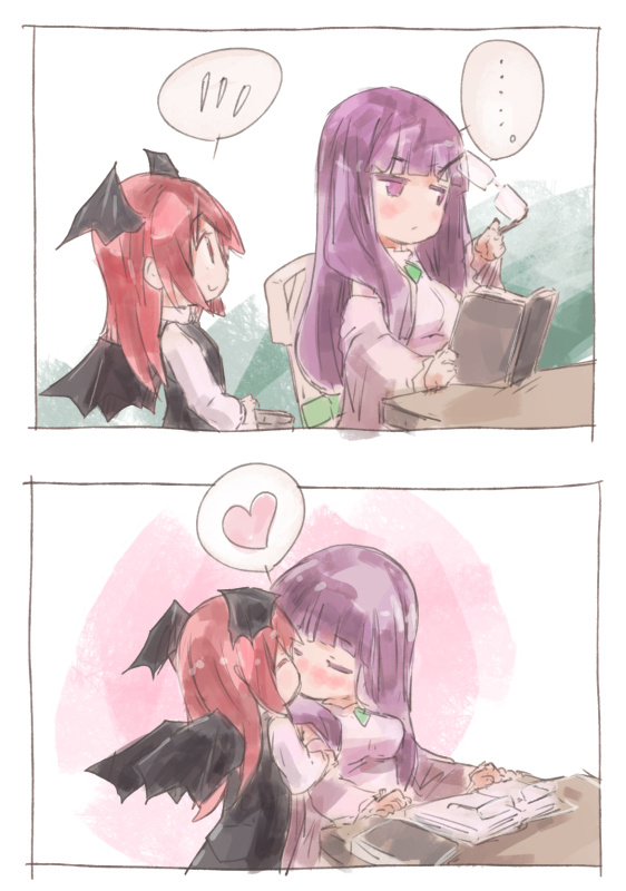 2girls, 2koma, bare_shoulders, breasts, closed_eyes, comic, glasses, glasses_removed