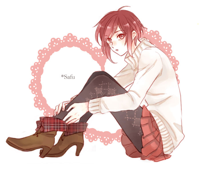 1girl, alternate_costume, ankle_boots, boots, brown_boots, character_name, cross-laced_footwear, datte_waka