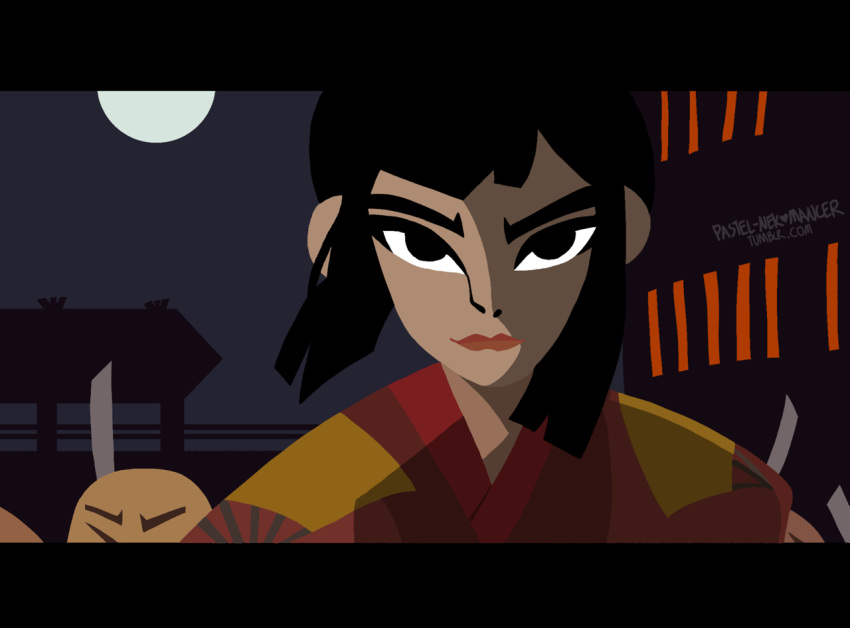 eboshi, genndy_tartakovsky_(style), mononoke_hime, samurai_jack, studio_ghibli, style_emulation