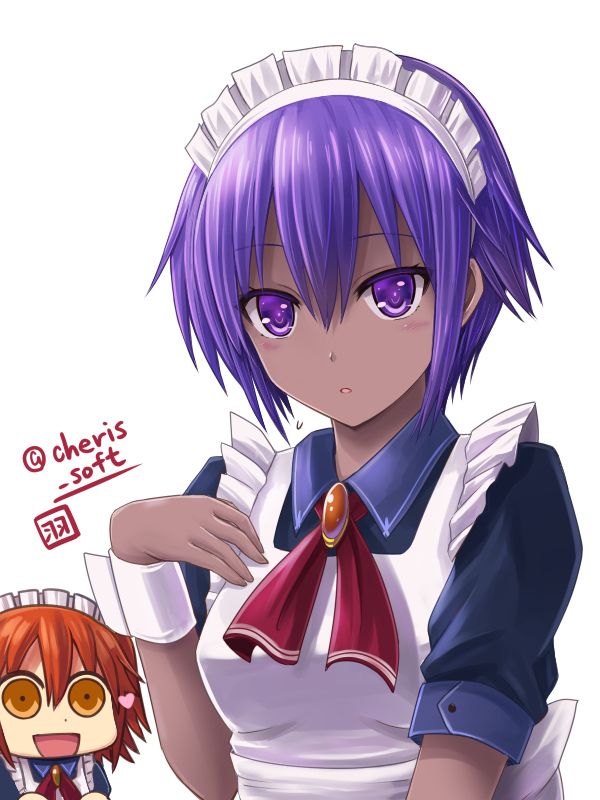 2girls, alternate_costume, apron, assassin_(fate/prototype_fragments), dark_skin, enmaided, fate/grand_order, fate/prototype