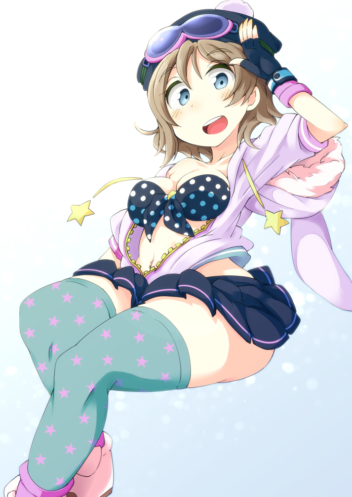 1girl, :d, animal_hood, bikini, bikini_top, blue_eyes, breasts, bunny_hood