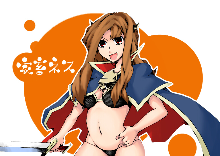 bikini, brown_hair, cape, final_fantasy, final_fantasy_tactics, long_hair, miluda_folles, narutaki_(kurokabe)