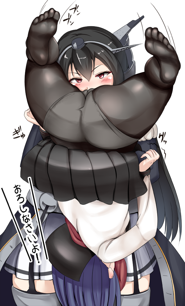 2girls, akatsuki_(kantai_collection), black_gloves, black_hair, elbow_gloves, female_pervert, fingerless_gloves, gloves