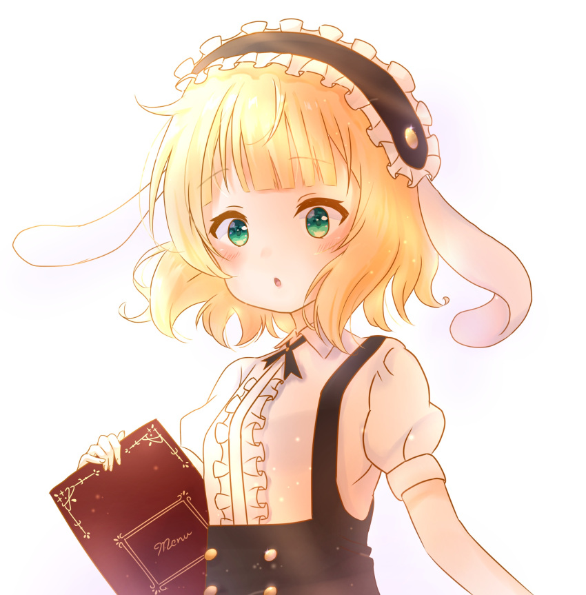 1girl, :o, animal_ears, aqua_eyes, backlighting, bangs, black_ribbon, blonde_hair