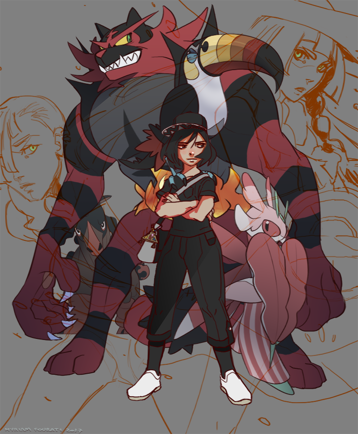 gladio_(pokemon), incineroar, lillie_(pokemon), lurantis, mudsdale, pocket_monsters_pipipi_adventure, pokemon, pokemon_(creature)