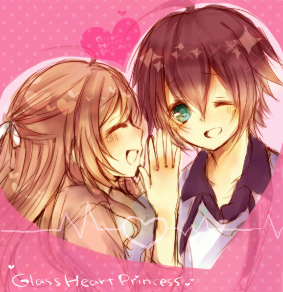 brown_hair, glass_heart_princess, himeno_kyouko, masaki_shinnosuke, nnk, violet_eyes