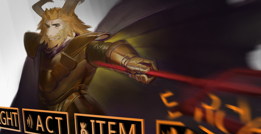 1boy, asgore_dreemurr, crown, gharne, solo, spear, tagme, undertale