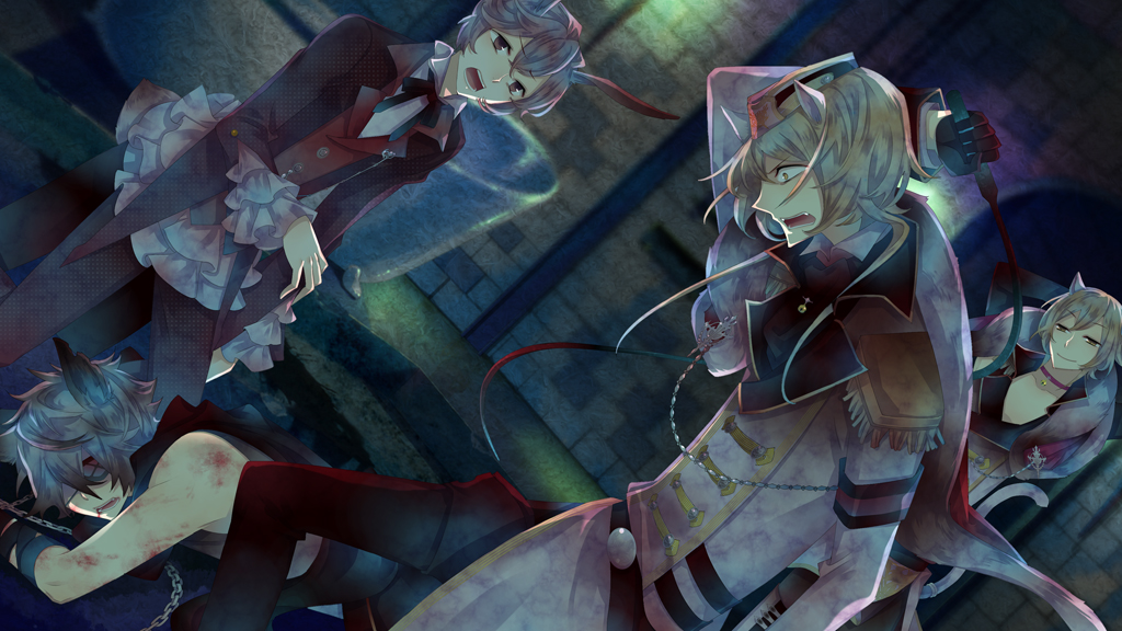 auger_von_garibaldi, black_wolves_saga, blonde_hair, kuroyuki, mejojo_von_garibaldi, rath_vogart, yellow_eyes, zara_skeens