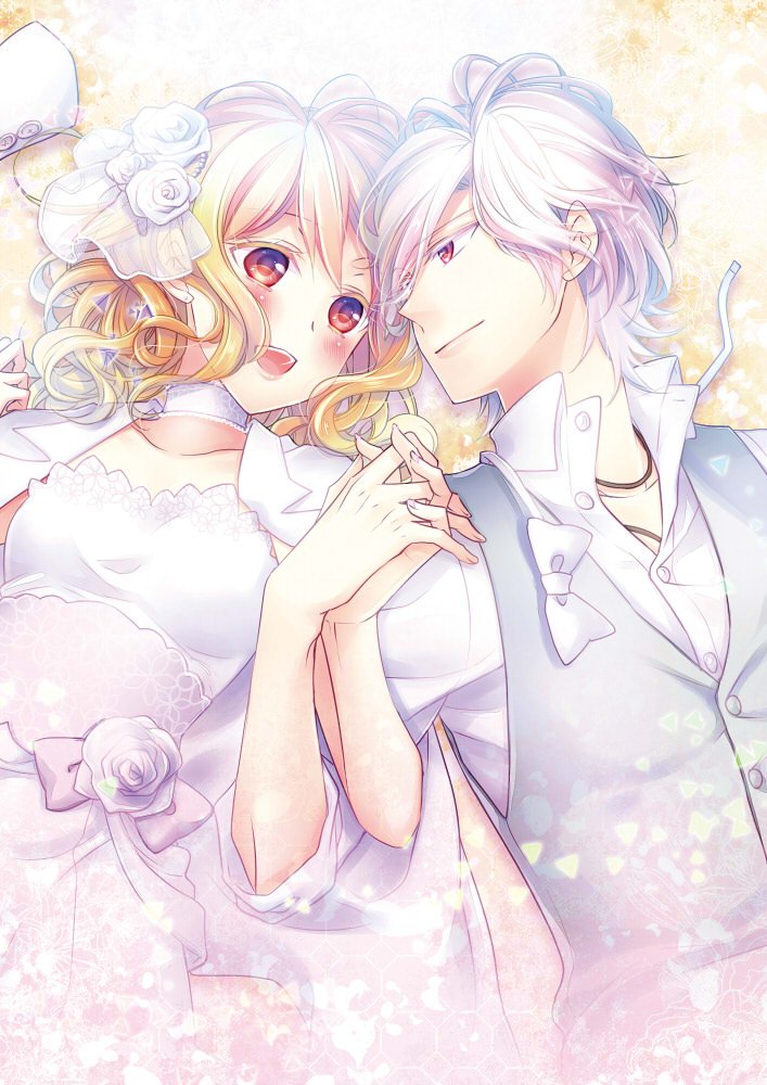 blonde_hair, diabolik_lovers, komori_yui, pink_eyes, sakamaki_subaru, yamika