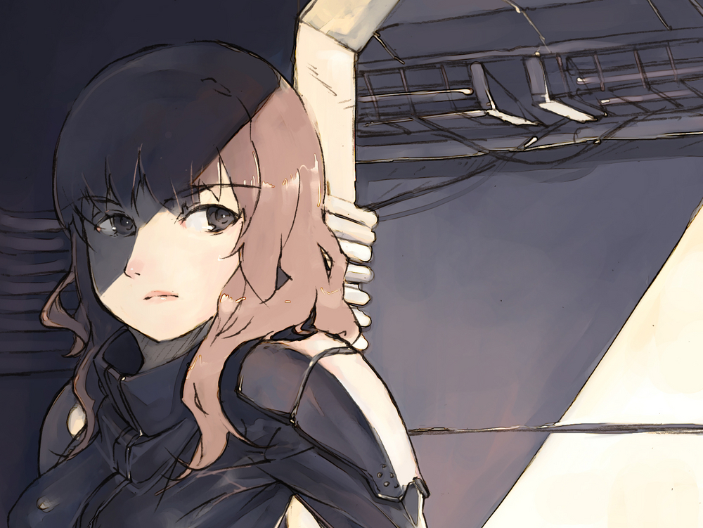 boogiepop, brown_hair, close-up, frown, kirima_nagi, kitano_yuusuke, long_hair, solo