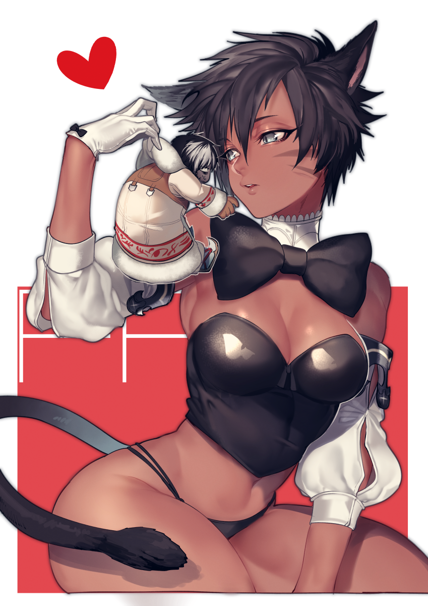 1girl, animal_ears, black_bow, black_bowtie, black_hair, blue_eyes, bow, bowtie