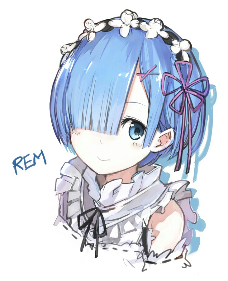 1girl, blue_eyes, blue_hair, character_name, detached_sleeves, hair_over_one_eye, hair_ribbon, hashimoto_kokai