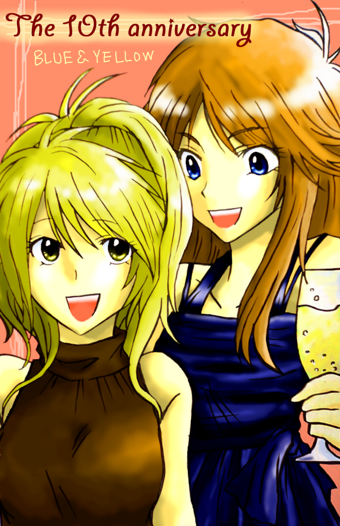 alternate_hairstyle, bad_id, black_dress, blonde_hair, blue_(pokemon), blue_(pokemon)_(cosplay), blue_eyes, brown_hair
