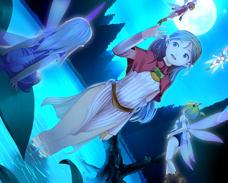 bad_id, blue_eyes, circlet, dutch_angle, elf, fairy, fantasy, long_hair