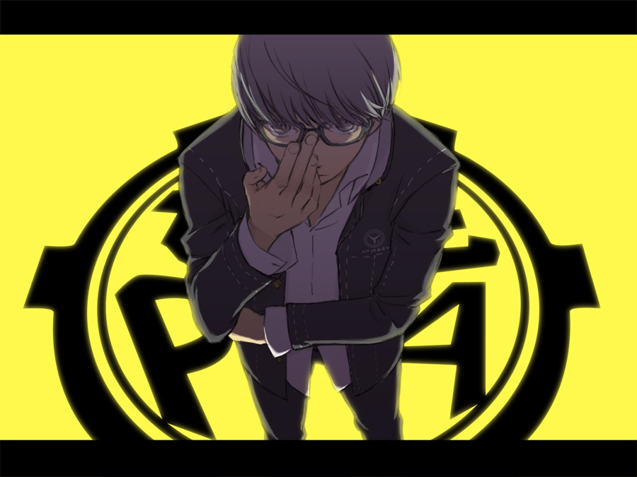 bonen_no_xamdou, bounen_no_xam'd, bounen_no_xam'd, glasses, grey_eyes, grey_hair, male, narukami_yuu, parody, persona, persona_4, seta_souji, tame