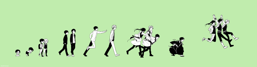 5boys, absurdres, age_progression, akatsuki_(ensemble_stars!), baby, backpack, bag, black_hair