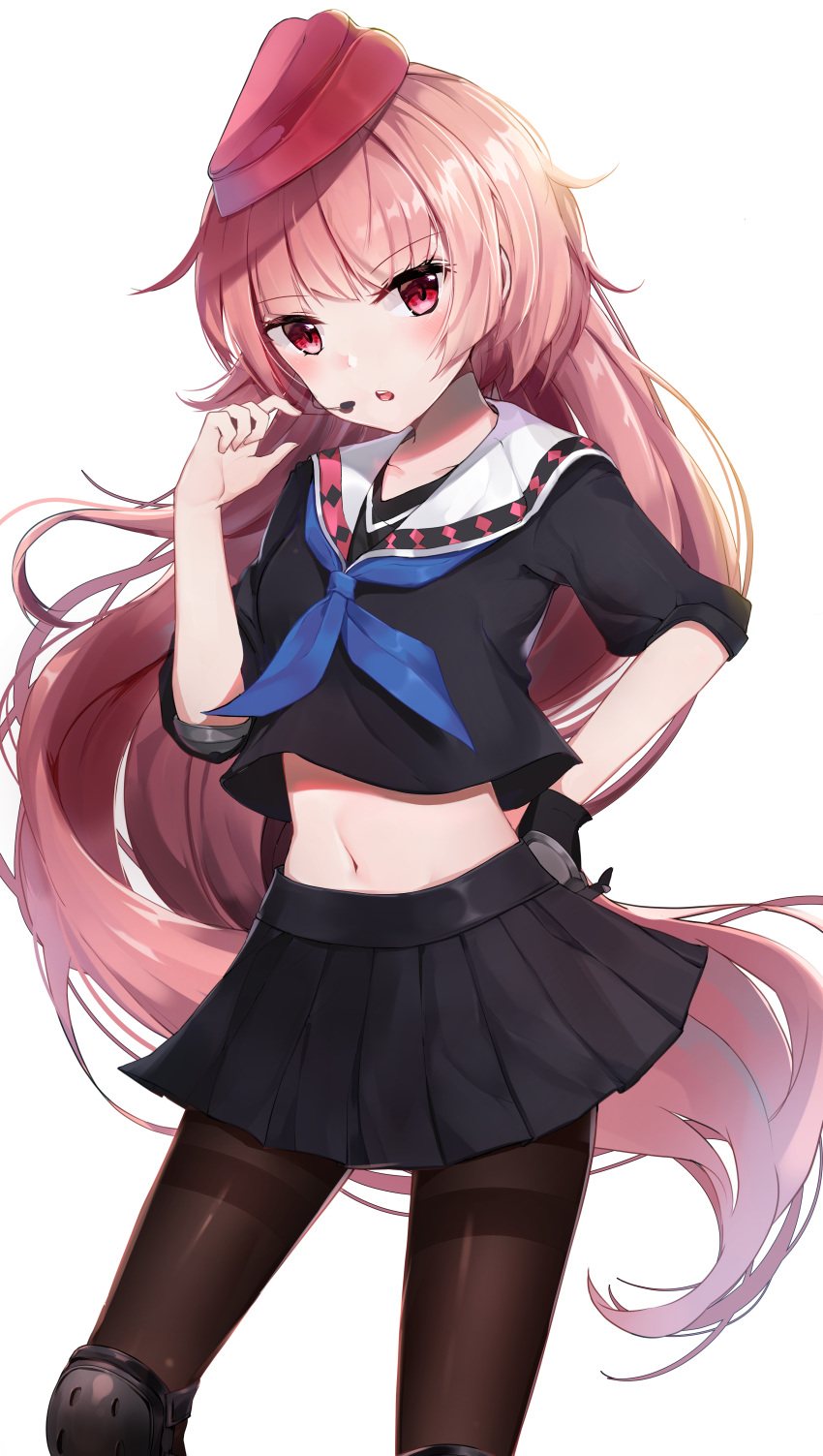 >:o, 1girl, :o, absurdres, bangs, black_gloves, black_serafuku, black_shirt
