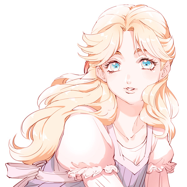 1girl, blonde_hair, blue_eyes, dress, erina_pendleton, jojo_no_kimyou_na_bouken, looking_at_viewer, ribbon