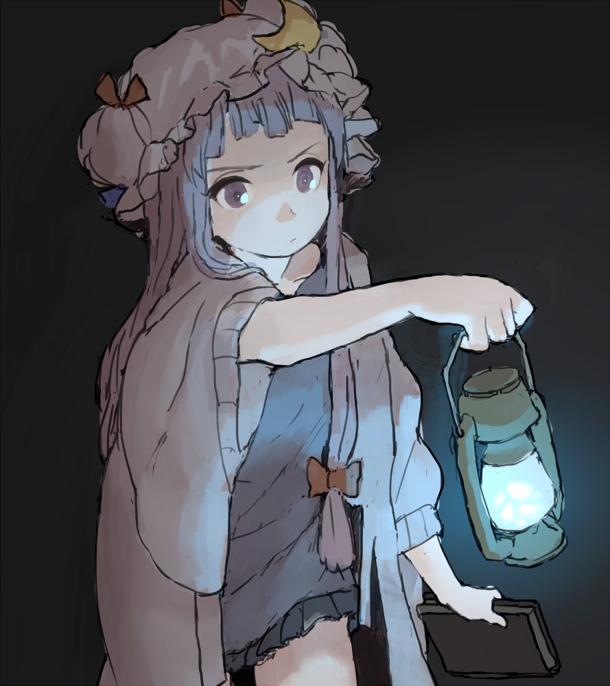 >:|, 1girl, :|, alternate_costume, bangs, black_background, blue_ribbon, book