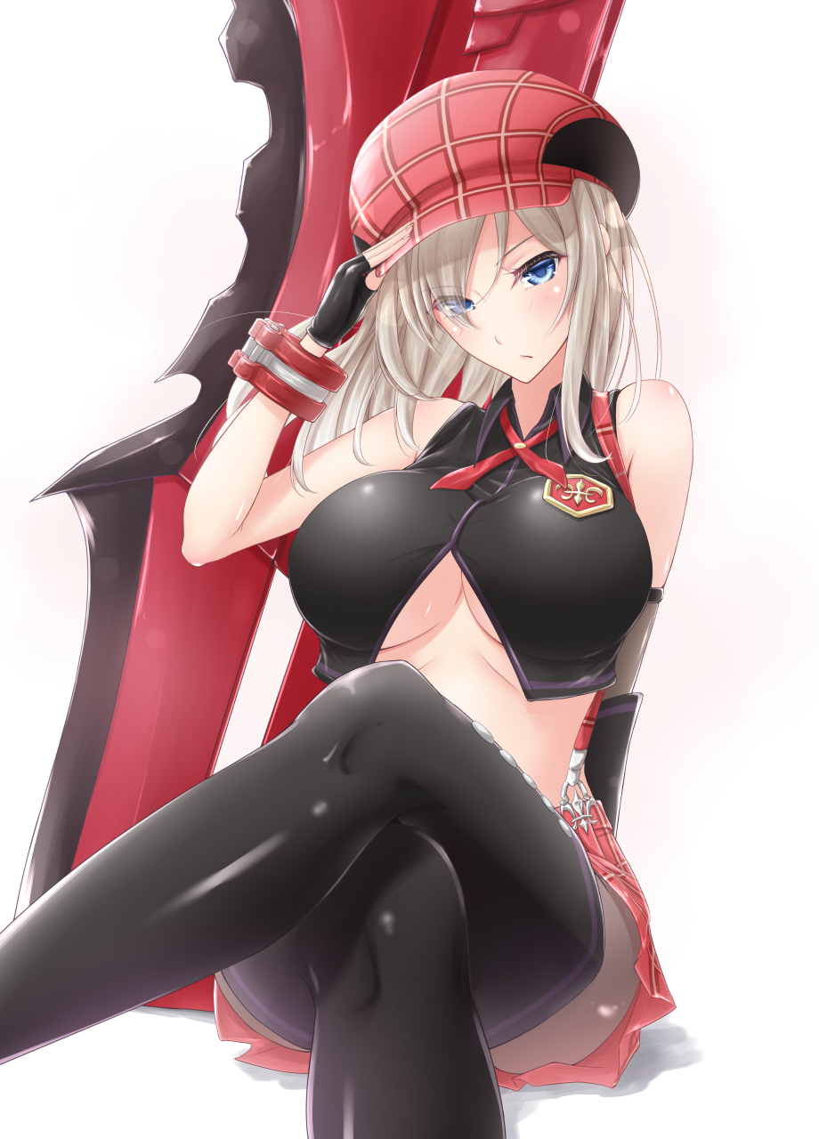 1girl, alisa_ilinichina_amiella, bare_shoulders, black_gloves, blonde_hair, blue_eyes, bracelet, breasts