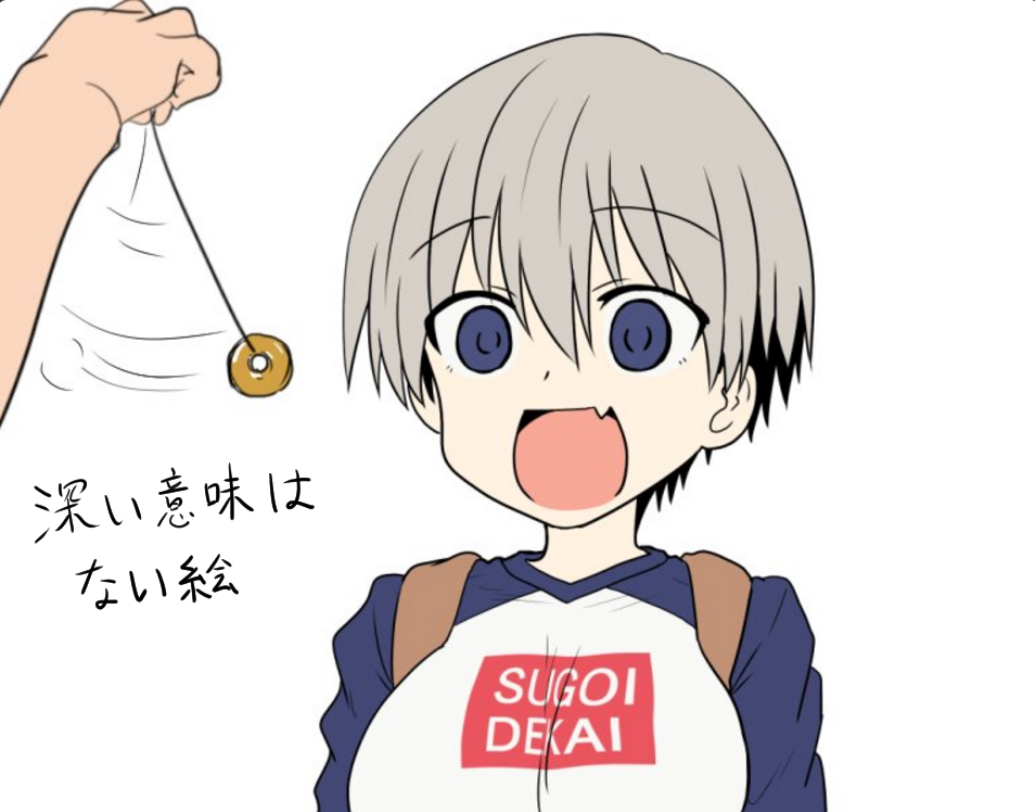 1girl, :d, bangs, blue_eyes, breasts, empty_eyes, eyebrows_visible_through_hair, fang
