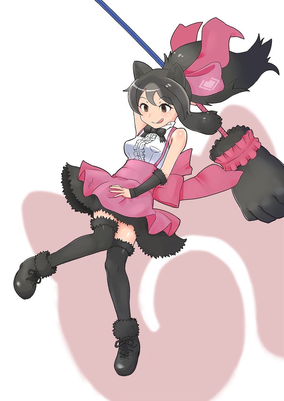 1girl, animal_ears, bare_shoulders, bear_ears, bergman's_bear_(kemono_friends), black_hair, bow, bowtie