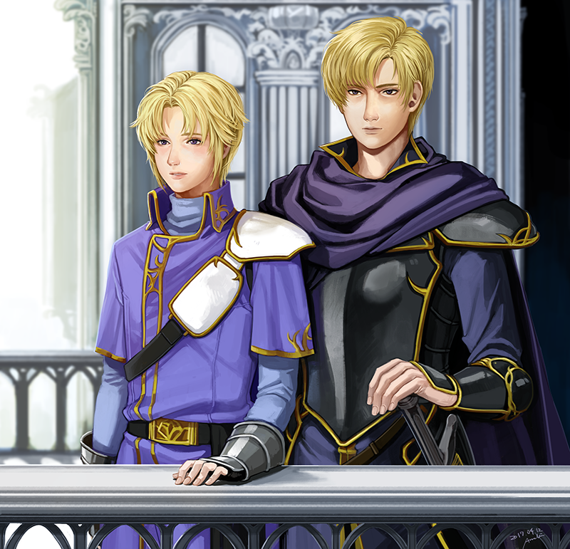 2boys, annelie, armor, cape, fire_emblem, fire_emblem:_fuuin_no_tsurugi, klein_(fire_emblem), male_focus