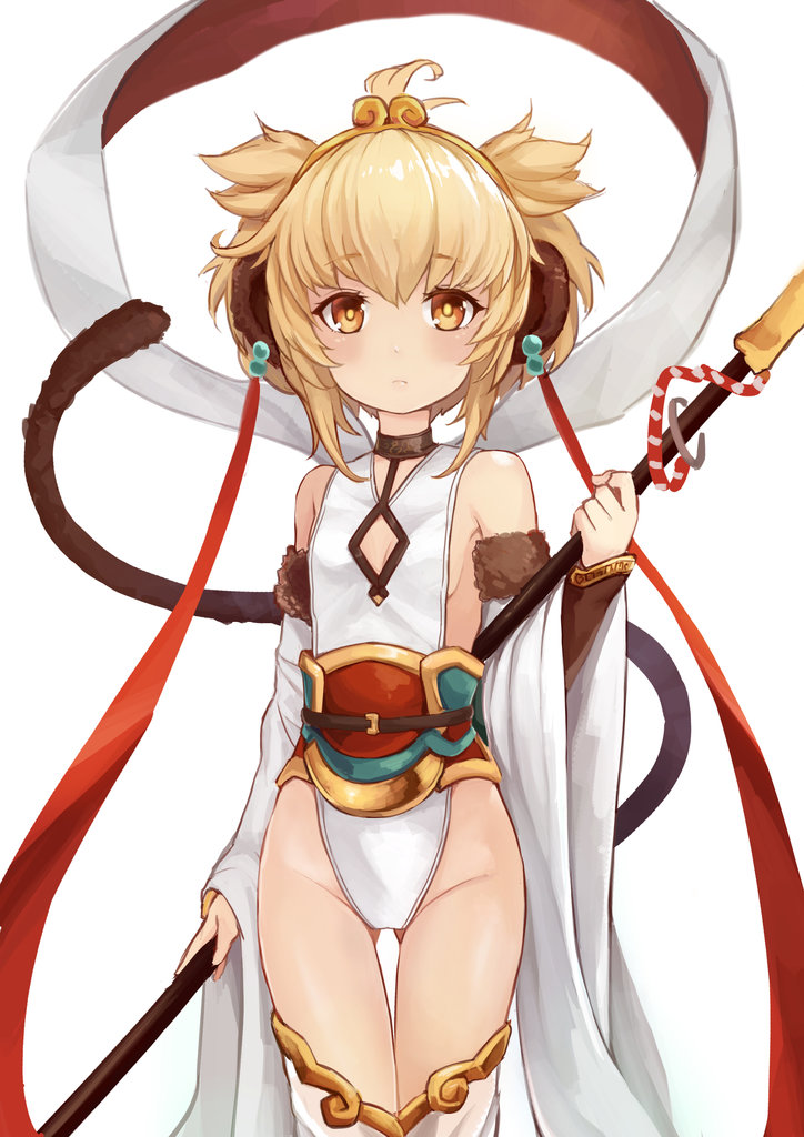 1girl, 3.14, anchira_(granblue_fantasy), bangs, blonde_hair, closed_mouth, cowboy_shot, detached_sleeves