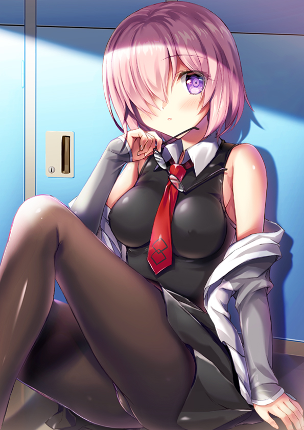 1girl, bare_shoulders, black-framed_eyewear, black_dress, black_legwear, blush, breasts, dress