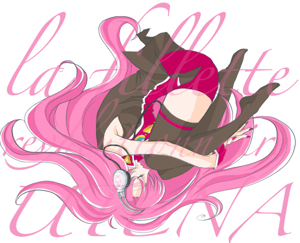 adolescence_apocalipse, headset, jou_(pixiv280897), long_hair, lying, pink_hair, revolutionary_girl_utena, shoujo_kakumei_utena, tenjou_utena, very_long_hair