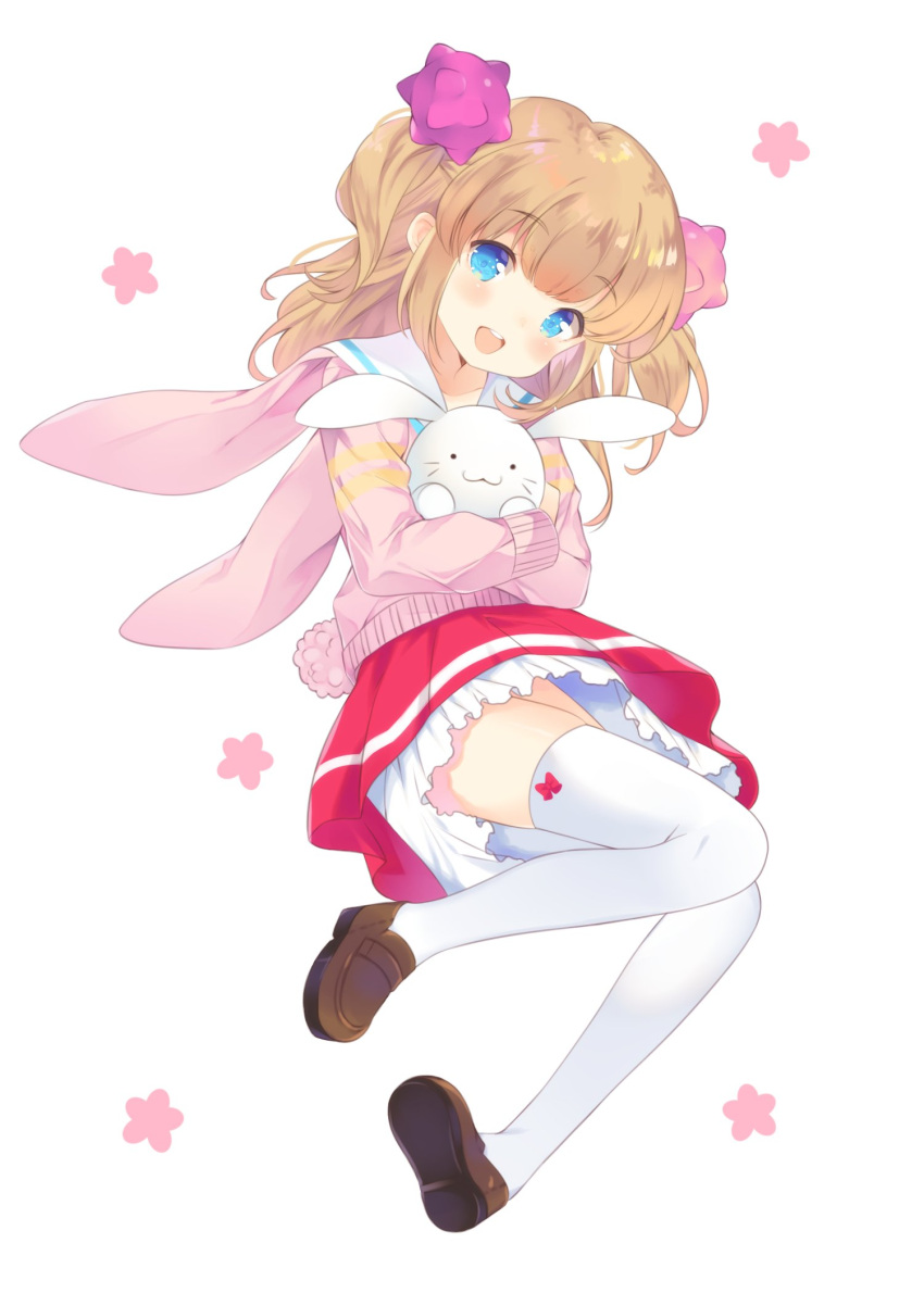 1girl, blue_eyes, blush, highres, liechi, open_mouth, original, skirt