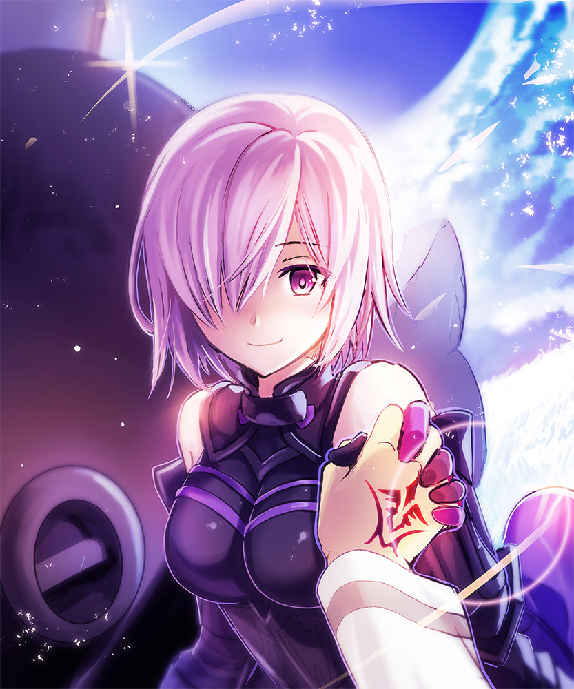 1girl, black_gloves, breasts, breasts_apart, command_spell, elbow_gloves, eyebrows_visible_through_hair, fate/grand_order
