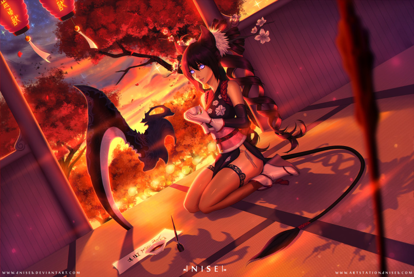 1girl, animal_ears, architecture, artist_name, black_hair, black_legwear, blue_eyes, bottle
