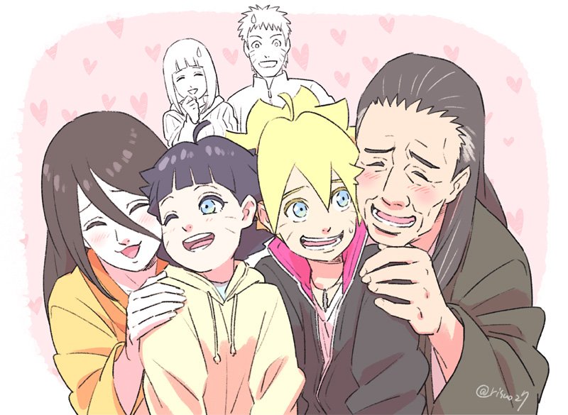 aunt_and_nephew, blue_eyes, blush, boruto:_naruto_next_generations, brother_and_sister, closed_eyes, family, grandfather_and_grandson