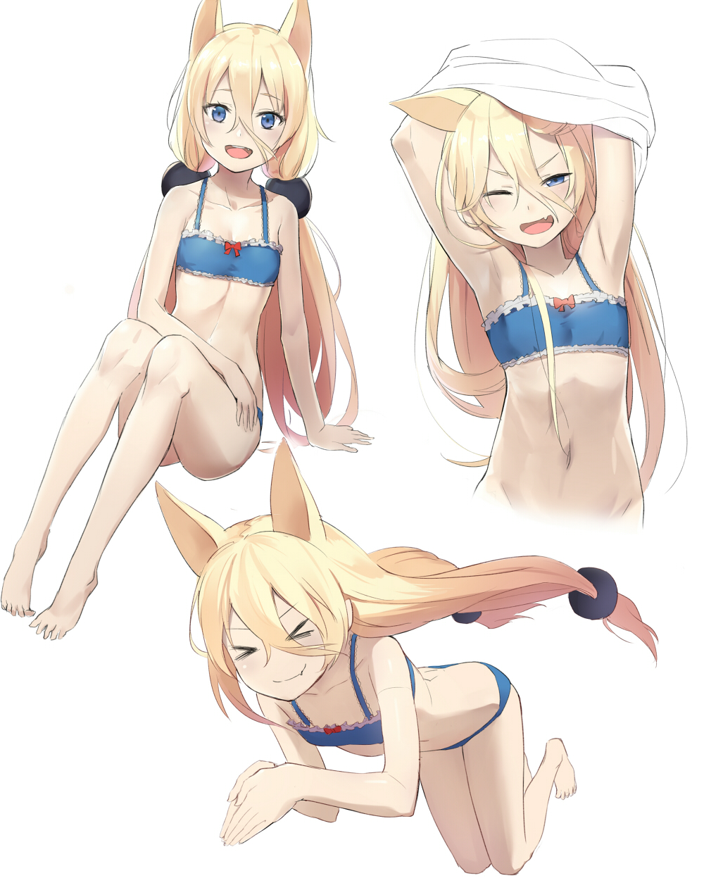 >_<, 1girl, :d, animal_ears, arms_up, bangs, blonde_hair, blue_eyes