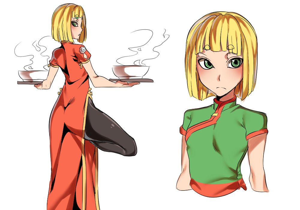 1girl, alternate_costume, arms_(game), ass, bangs, bare_shoulders, blonde_hair, blush